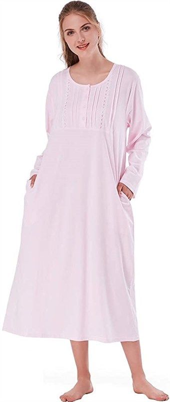 Keyocean Nightgowns Lightweight Long Sleeve Lounge Wear Women's ...