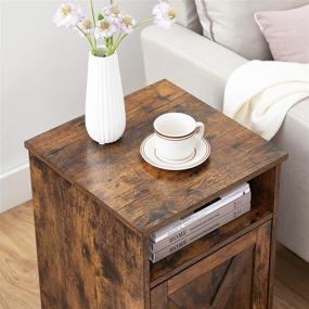 img 1 attached to 🌙 VASAGLE Industrial Nightstand End Table with Open Compartment and Door - Rustic Brown, 15.7 x 15.7 x 23.6 Inches, for Bedroom, Living Room, Office - ULET153X01