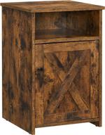 🌙 vasagle industrial nightstand end table with open compartment and door - rustic brown, 15.7 x 15.7 x 23.6 inches, for bedroom, living room, office - ulet153x01 logo