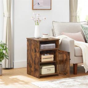 img 3 attached to 🌙 VASAGLE Industrial Nightstand End Table with Open Compartment and Door - Rustic Brown, 15.7 x 15.7 x 23.6 Inches, for Bedroom, Living Room, Office - ULET153X01