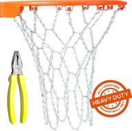 durable metal chain basketball net with 12 s-hooks, pliers, and rustproof galvanized iron – 21-inch (53 cm) replacement net логотип