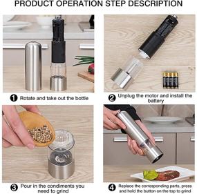 img 1 attached to 🧂 “Electric Salt and Pepper Grinder Set with Ceramic Grinding Core - Pack of 2 | Ideal for Himalayan / Rock Salt, Pepper, Dried Herbs, Spices”