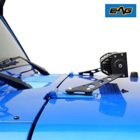 img 1 attached to Enhance Your Jeep Wrangler's Visibility with the EAG 22-Inch LED Light Bar and Windshield Hood Mounts Bracket Kit (07-18 JK)