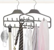 👔 2-pack rosos non slip belt hanger holder organizer with 360° swivel hooks - sturdy tie hanger for closet storage - ideal for belts, ties, tank tops, scarves, and masks - grey логотип