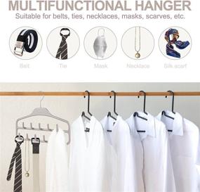 img 3 attached to 👔 2-Pack ROSOS Non Slip Belt Hanger Holder Organizer with 360° Swivel Hooks - Sturdy Tie Hanger for Closet Storage - Ideal for Belts, Ties, Tank Tops, Scarves, and Masks - Grey