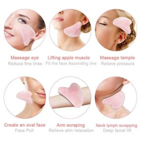 img 1 attached to 💚 Heart Shape Mysense Level A Gua Sha Facial Massage Tool - Jade and Rose Quartz Guasha Face Massage Tool for Women, Skin Care Massage Beauty Tool for Body, Eyes, Neck, and Slimming Massager