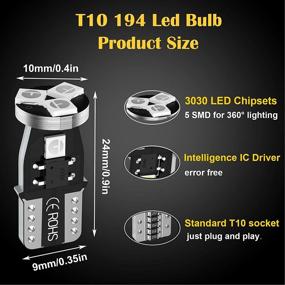 img 2 attached to 🚘 T10 194 LED Car Bulbs, 192 LED Car Bulbs, 168 LED Lights Bulb, Blue 5SMD LED for Car Interior Dome Map Door Courtesy License Plate Lights W5W 2825 LED Lights Bulbs - Pack of 12