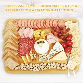 img 1 attached to 🧀 IPOW Bamboo Cheese Board and Knife Set - Premium Charcuterie Cheese Platter Cutting Board for Cheese Lovers, Ideal for Family Gatherings and Special Occasions - Unique Gift for Wedding Registry, Housewarming, Anniversary, and Birthday