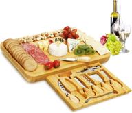 🧀 ipow bamboo cheese board and knife set - premium charcuterie cheese platter cutting board for cheese lovers, ideal for family gatherings and special occasions - unique gift for wedding registry, housewarming, anniversary, and birthday logo