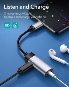 img 3 attached to 🎧 ESR USB-C PD адаптер для наушников: 2-в-1 аудио адаптер с быстрой зарядкой для Samsung Galaxy и iPad Pro, серый