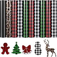 10 sheets christmas heat transfer vinyl buffalo plaid iron-on - ideal for t-shirts 🎅 and fabric craft projects - printed leopard black decal - size: 12 x 10 inch logo