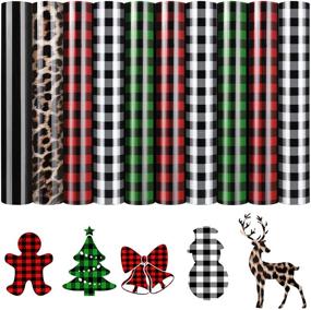 img 4 attached to 10 Sheets Christmas Heat Transfer Vinyl Buffalo Plaid Iron-on - Ideal for T-Shirts 🎅 and Fabric Craft Projects - Printed Leopard Black Decal - Size: 12 x 10 Inch