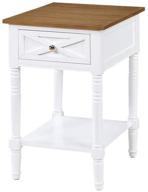 💡 convenience concepts country oxford end table: stylish driftwood/white design with built-in charging station logo