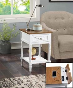 img 2 attached to 💡 Convenience Concepts Country Oxford End Table: Stylish Driftwood/White Design with Built-in Charging Station