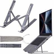 💻 premium gray laptop stand for desk - adjustable ergonomic aluminum holder for 9-15.6 inch laptops logo