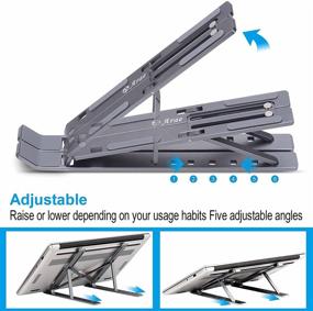 img 1 attached to 💻 Premium Gray Laptop Stand for Desk - Adjustable Ergonomic Aluminum Holder for 9-15.6 inch Laptops