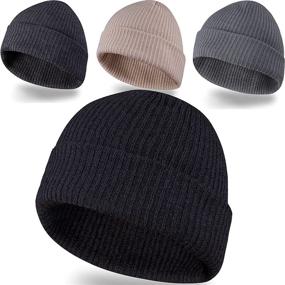 img 4 attached to 🧢 Beanies Winter Hats: 4-Pack of Warm Knitted Caps for Men, Women, and Big Kids - Ideal Autumn-Winter Gift for the Whole Family