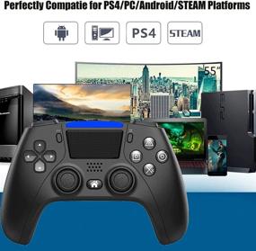 img 4 attached to Enhance Gaming Experience with Donop Wireless Controller for PS4 / Slim/Pro - Double Vibration, 6-Axis Gyro, Speaker, Audio Jack, and Charging Cable (Black)
