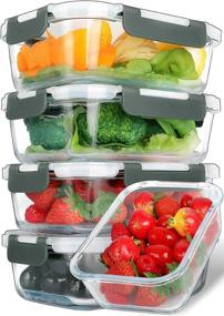 img 4 attached to 5-Pack, 30 Oz. Glass Meal Prep Containers with Snap Locking Lids - Airtight Glass Food Containers for Lunch, Microwave, Oven, Freezer, Dishwasher Safe