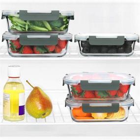 img 1 attached to 5-Pack, 30 Oz. Glass Meal Prep Containers with Snap Locking Lids - Airtight Glass Food Containers for Lunch, Microwave, Oven, Freezer, Dishwasher Safe