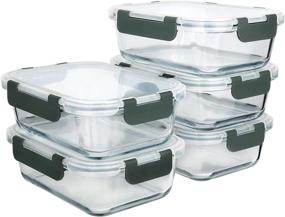 img 3 attached to 5-Pack, 30 Oz. Glass Meal Prep Containers with Snap Locking Lids - Airtight Glass Food Containers for Lunch, Microwave, Oven, Freezer, Dishwasher Safe