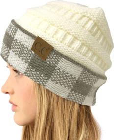 img 1 attached to Fashionably Warm: CC Winter Fall Trendy Chunky Stretchy Cable Knit Beanie Hat