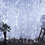 🌟 dazzle bright curtain string lights, 300 led 9.8ft x 9.8ft, 8 lighting modes fairy lights usb powered, waterproof lights for christmas party wedding outdoor indoor wall decorations - white логотип