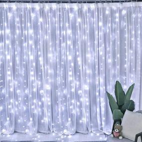 img 2 attached to 🌟 Dazzle Bright Curtain String Lights, 300 LED 9.8ft x 9.8ft, 8 Lighting Modes Fairy Lights USB Powered, Waterproof Lights for Christmas Party Wedding Outdoor Indoor Wall Decorations - White