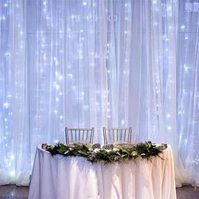 img 1 attached to 🌟 Dazzle Bright Curtain String Lights, 300 LED 9.8ft x 9.8ft, 8 Lighting Modes Fairy Lights USB Powered, Waterproof Lights for Christmas Party Wedding Outdoor Indoor Wall Decorations - White