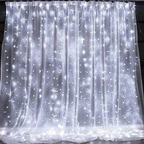 img 3 attached to 🌟 Dazzle Bright Curtain String Lights, 300 LED 9.8ft x 9.8ft, 8 Lighting Modes Fairy Lights USB Powered, Waterproof Lights for Christmas Party Wedding Outdoor Indoor Wall Decorations - White