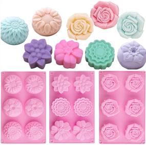 img 2 attached to 🌸 3 Silicone Flower Soap Molds - Ocmoiy Soap Making Molds with 7 Elegant Patterns: Including Sunflower and Rose (Pink)