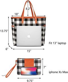 img 2 attached to 👜 MONOBLANKS Women Buffalo Plaid Check Tote Set: Stylish Working Bag with Matching Wristlet - Perfect Gift for Women