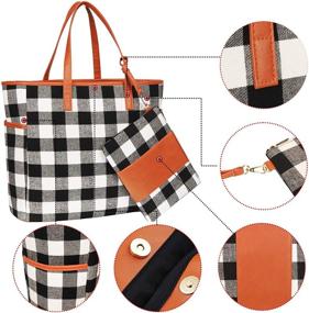 img 1 attached to 👜 MONOBLANKS Women Buffalo Plaid Check Tote Set: Stylish Working Bag with Matching Wristlet - Perfect Gift for Women