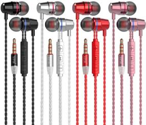 img 4 attached to VPB Corded Earbuds: HiFi Dynamic Earphones with Deep Bass, Mic & Volume Control - Noise Isolation Earphones for iPhone, iPad, Samsung, LG Tablet (4 Pairs)