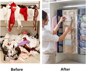 img 3 attached to 👙 Efficient Hanging Bra Storage Organizer: SHUTTLE GENIUS Dual-Sided Closet Organizer with 24 Pockets, Ideal for Underwear, Stockings, Bras, and Socks - Grey