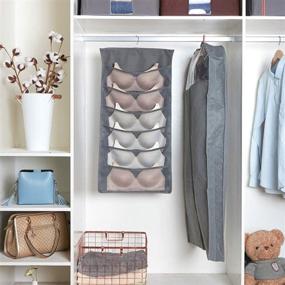 img 2 attached to 👙 Efficient Hanging Bra Storage Organizer: SHUTTLE GENIUS Dual-Sided Closet Organizer with 24 Pockets, Ideal for Underwear, Stockings, Bras, and Socks - Grey