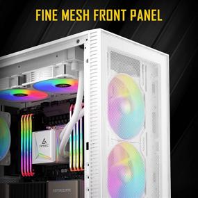 img 3 attached to Antec NX410 ATX Mid-Tower Case with Tempered Glass Side Panel, Full Side View, 2 x 140mm Pre-Installed Front Fans & 1 x 120mm RGB Rear Fan (White)