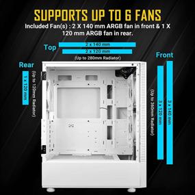 img 1 attached to Antec NX410 ATX Mid-Tower Case with Tempered Glass Side Panel, Full Side View, 2 x 140mm Pre-Installed Front Fans & 1 x 120mm RGB Rear Fan (White)