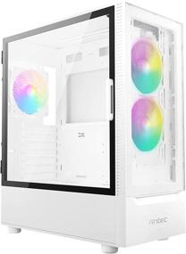 img 4 attached to Antec NX410 ATX Mid-Tower Case with Tempered Glass Side Panel, Full Side View, 2 x 140mm Pre-Installed Front Fans & 1 x 120mm RGB Rear Fan (White)