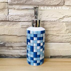 img 1 attached to Modern Design Ceramic Bathroom Accessories Set - Blue Mosaic