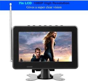 img 1 attached to 📺 7in ATSC Portable Digital Television: Car Digital TV with FM Radio, 1080P LCD Display, AV in/Out and SD MMC Card Support for Kitchen, Outdoor, Caravan, Camping