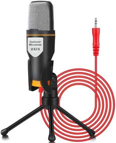 img 4 attached to 🎤 iUKUS PC Microphone with Mic Stand: Professional 3.5mm Jack Recording Condenser Mic for PC, Laptop, iPad, iPhone, Mac - Ideal for Singing, YouTube, Skype, Gaming