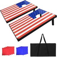 🌞 outdoor toss game: classic flag cornhole set 3'x2' - regulation size corn hole boards with 8 all-weather bean bags & carrying case, perfect for backyard, beach, park, tailgates logo