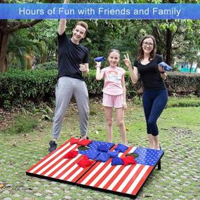 img 1 attached to 🌞 Outdoor Toss Game: Classic Flag Cornhole Set 3'x2' - Regulation Size Corn Hole Boards with 8 All-Weather Bean Bags & Carrying Case, Perfect for Backyard, Beach, Park, Tailgates