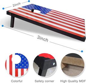 img 3 attached to 🌞 Outdoor Toss Game: Classic Flag Cornhole Set 3'x2' - Regulation Size Corn Hole Boards with 8 All-Weather Bean Bags & Carrying Case, Perfect for Backyard, Beach, Park, Tailgates