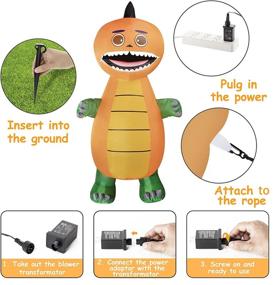 img 3 attached to 🎃 HOOJO 8 Foot Halloween Inflatables Pumpkins Dinosaur - Outdoor Halloween Decorations with Built-in LEDs, Blow up Halloween Party Decor for Yard, Garden, and Lawn