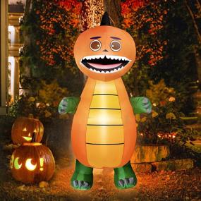 img 4 attached to 🎃 HOOJO 8 Foot Halloween Inflatables Pumpkins Dinosaur - Outdoor Halloween Decorations with Built-in LEDs, Blow up Halloween Party Decor for Yard, Garden, and Lawn
