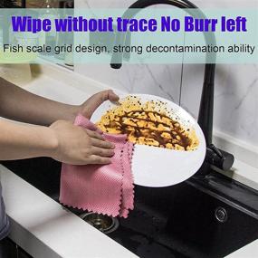 img 3 attached to 🧼 10 Pack of Reusable Nanoscale Microfiber Cleaning Cloths | Fish Scale Polishing & Cleaning Cloth Set | Lint-Free, Streak-Free, Easy-to-Clean Cloth | Ideal for Household Cleaning