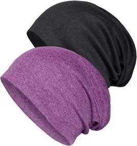 img 4 attached to 🧢 2-Pack Cotton Slouchy Beanie Hats - Chemo Headwear Caps for Women and Men by Senker