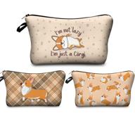 🐶 3-piece set of corgi dogs makeup bag organizer for women - funny & multifunctional cosmetic bags with waterproof purse, ideal for travel & toiletry storage logo